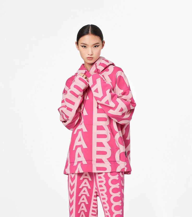 Women's Marc Jacobs Monogram Oversized Hoodie Pink / White | UAE-129876