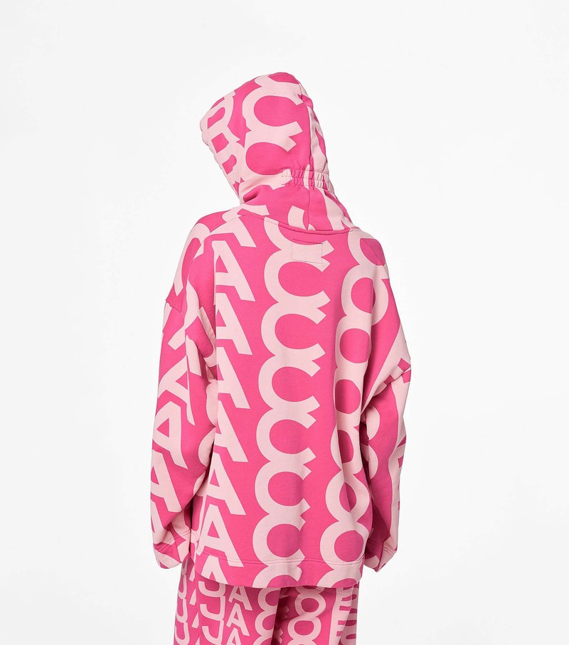 Women's Marc Jacobs Monogram Oversized Hoodie Pink / White | UAE-129876