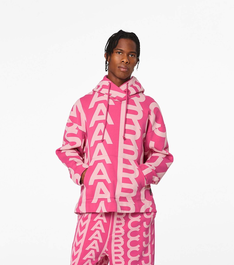 Women's Marc Jacobs Monogram Oversized Hoodie Pink / White | UAE-129876