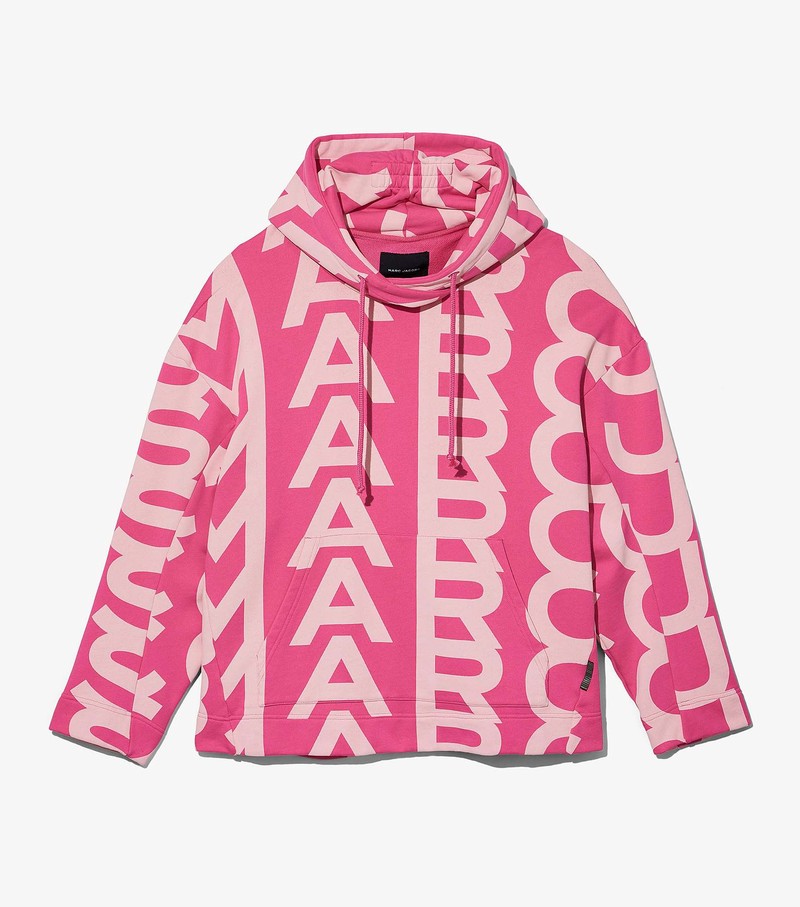 Women\'s Marc Jacobs Monogram Oversized Hoodie Pink / White | UAE-129876