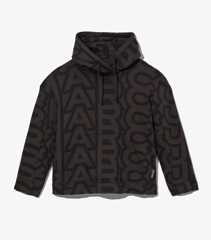 Women\'s Marc Jacobs Monogram Oversized Hoodie Black / Grey | UAE-467583