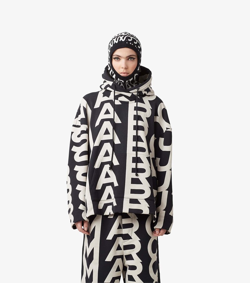 Women's Marc Jacobs Monogram Oversized Hoodie Black / White | UAE-789035