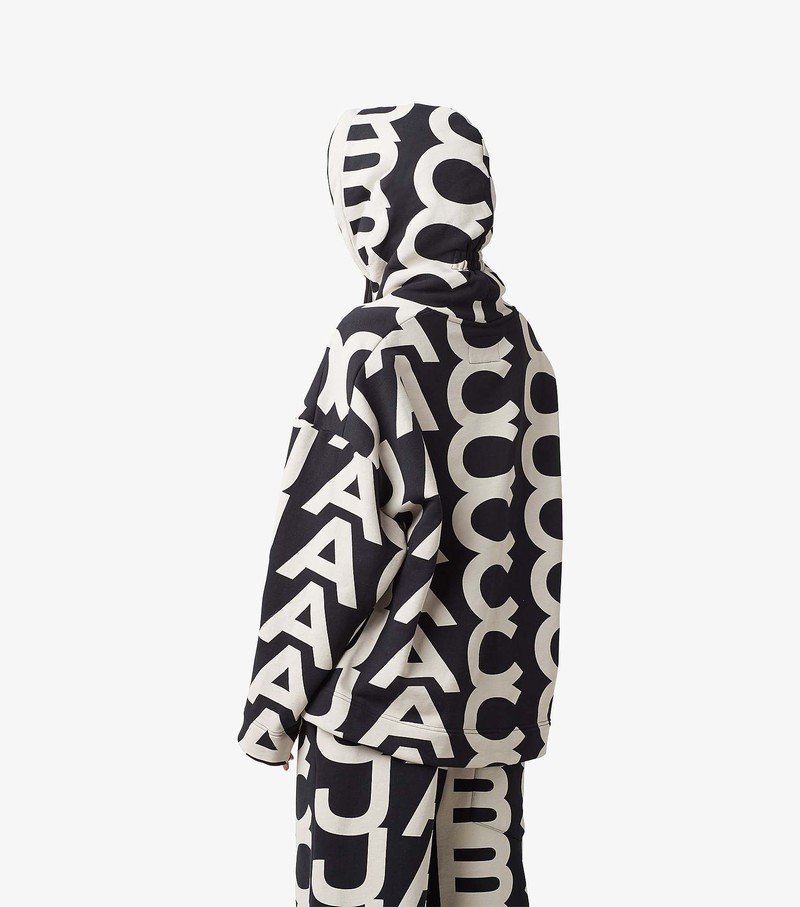 Women's Marc Jacobs Monogram Oversized Hoodie Black / White | UAE-789035