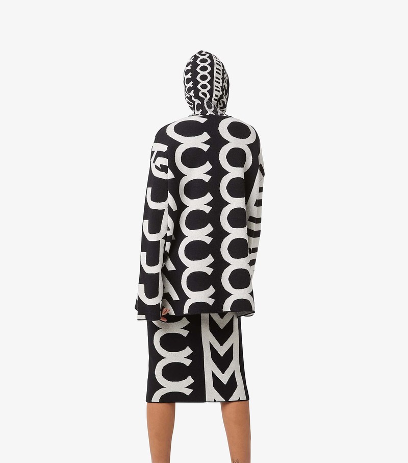 Women's Marc Jacobs Monogram Oversized Knit Jumper Sweater Black / White | UAE-128064