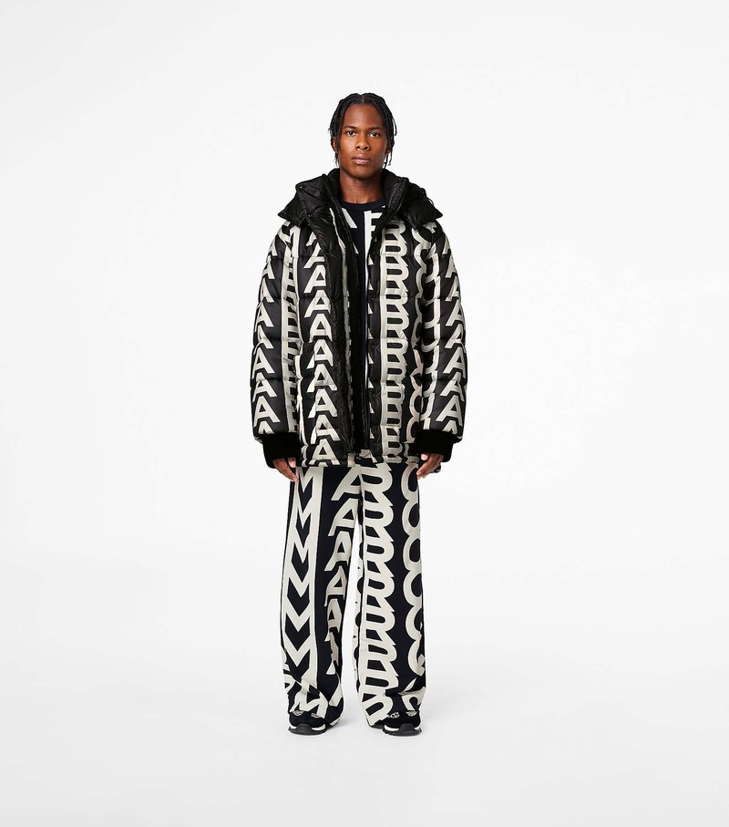 Women's Marc Jacobs Monogram Oversized Puffer Jackets Black / White | UAE-153698