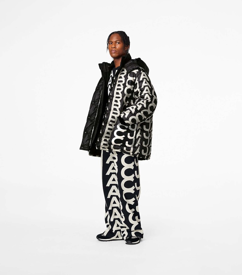 Women's Marc Jacobs Monogram Oversized Puffer Jackets Black / White | UAE-153698