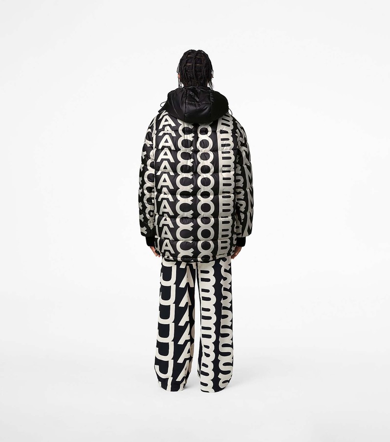 Women's Marc Jacobs Monogram Oversized Puffer Jackets Black / White | UAE-153698