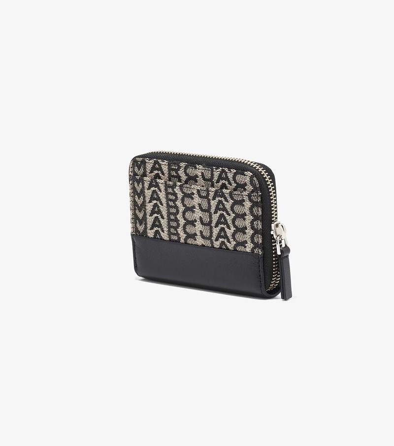 Women's Marc Jacobs Monogram Zip Around Small Wallets Black / White | UAE-356814