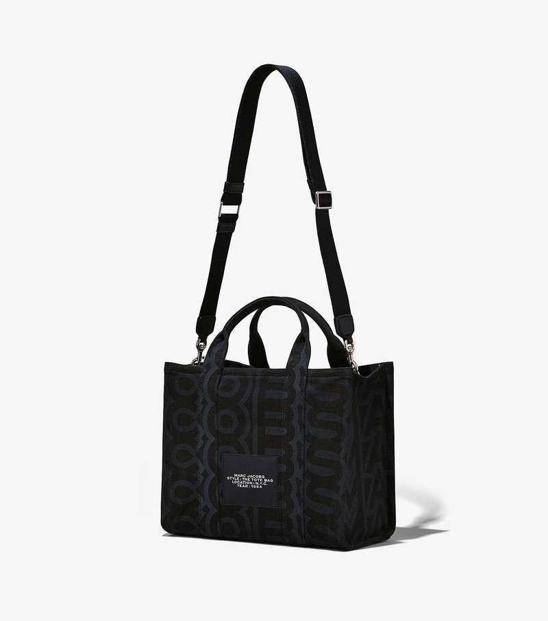 Women's Marc Jacobs Outline Monogram Medium Tote Bags Black | UAE-416530