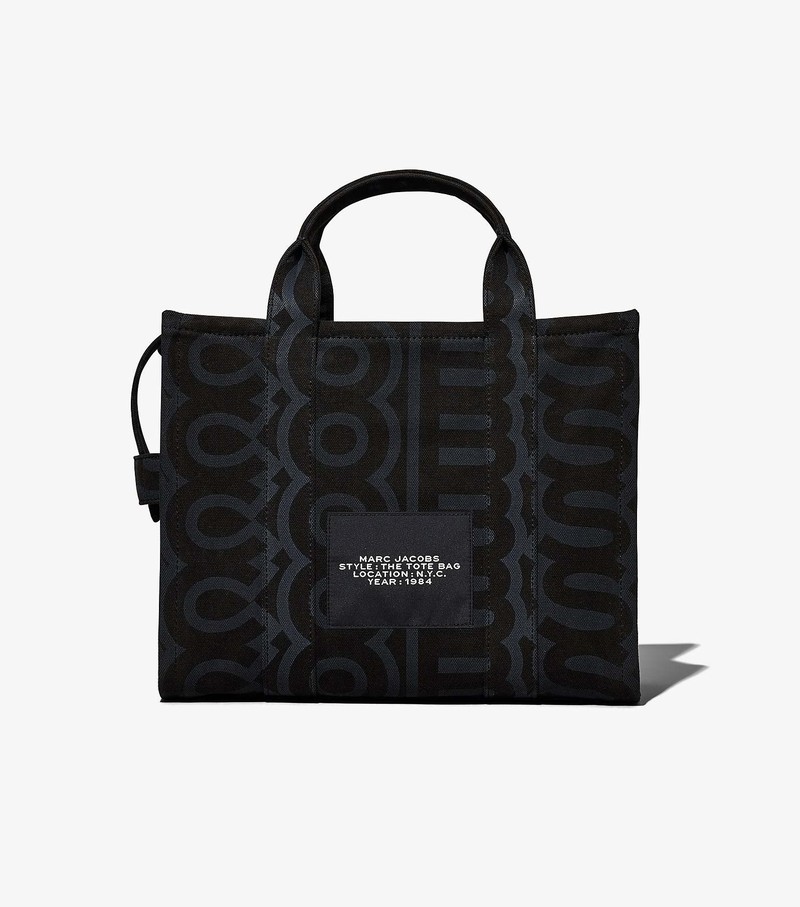 Women's Marc Jacobs Outline Monogram Medium Tote Bags Black | UAE-416530