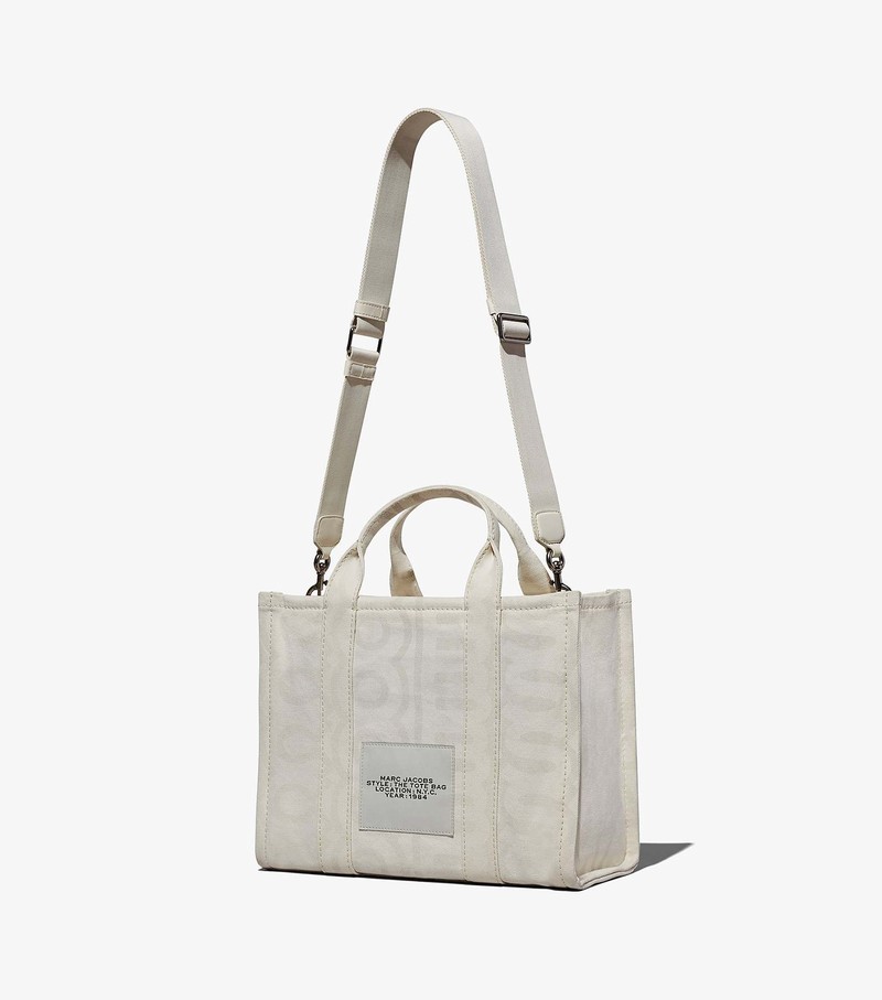 Women's Marc Jacobs Outline Monogram Medium Tote Bags White | UAE-983251