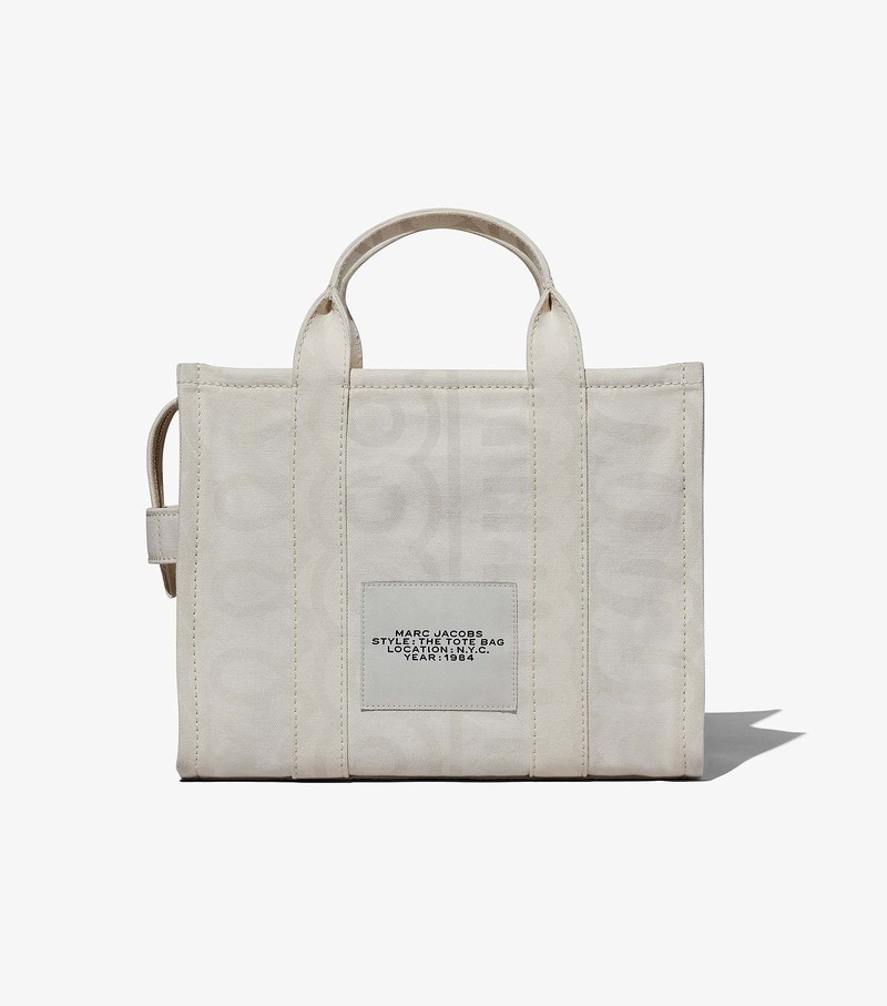 Women's Marc Jacobs Outline Monogram Medium Tote Bags White | UAE-983251