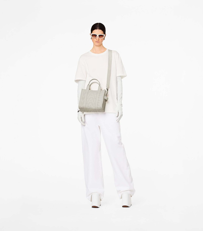 Women's Marc Jacobs Outline Monogram Mini Tote Bags White | UAE-652039