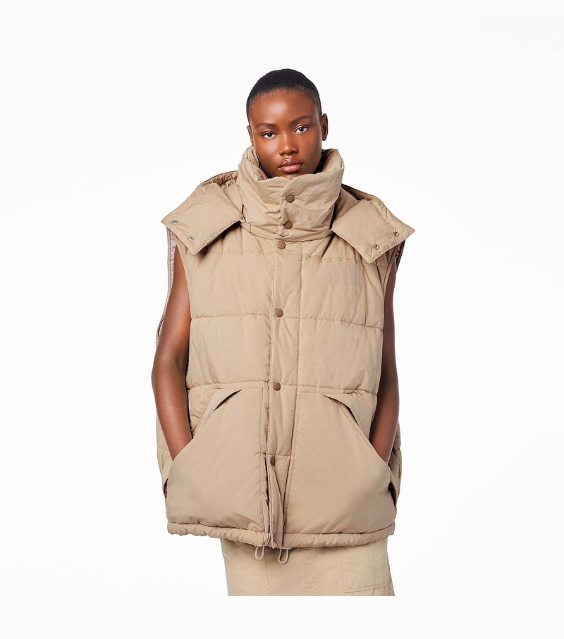 Women's Marc Jacobs Oversized Puffer Vest Beige | UAE-023514