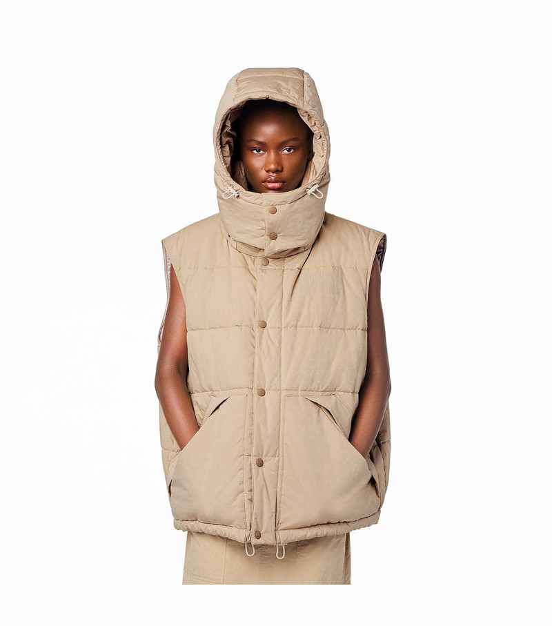 Women's Marc Jacobs Oversized Puffer Vest Beige | UAE-023514