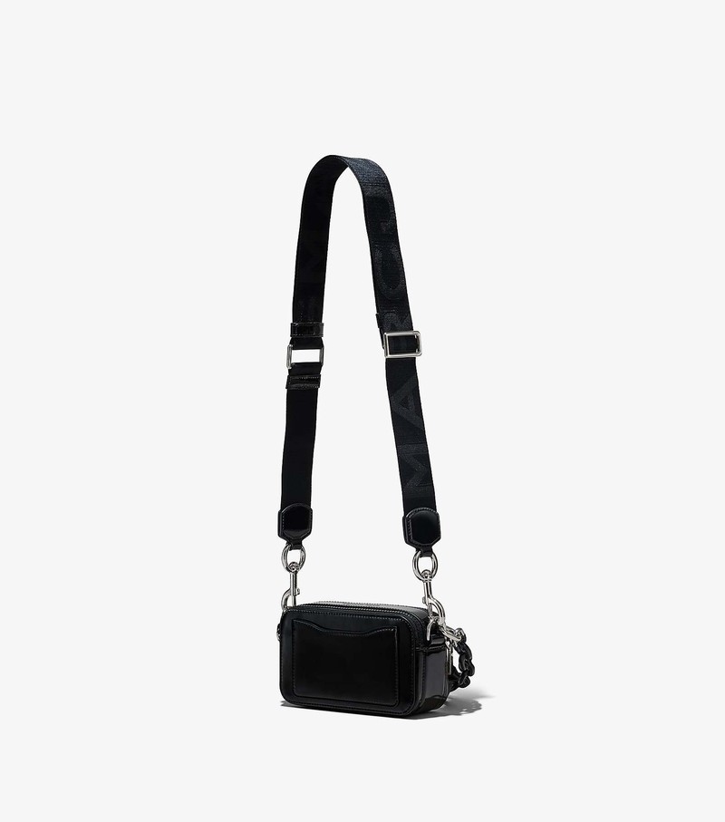 Women's Marc Jacobs Patent Leather Snapshot Crossbody Bags Black | UAE-864793