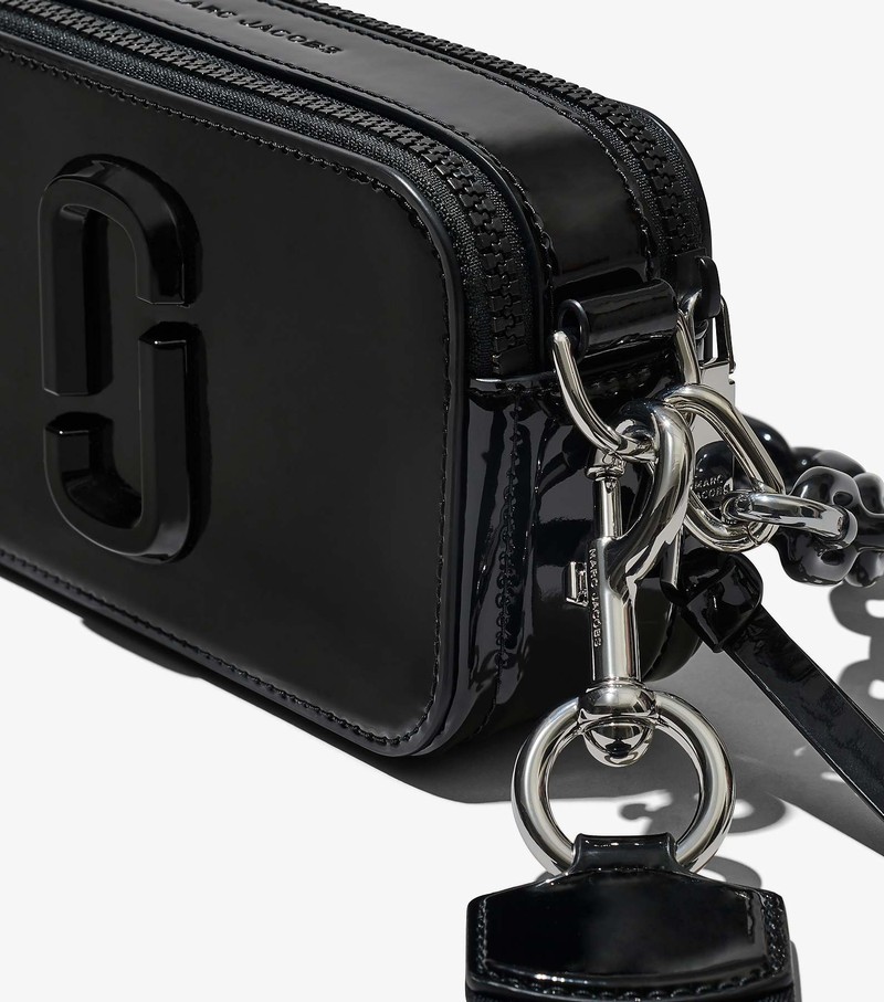 Women's Marc Jacobs Patent Leather Snapshot Crossbody Bags Black | UAE-864793