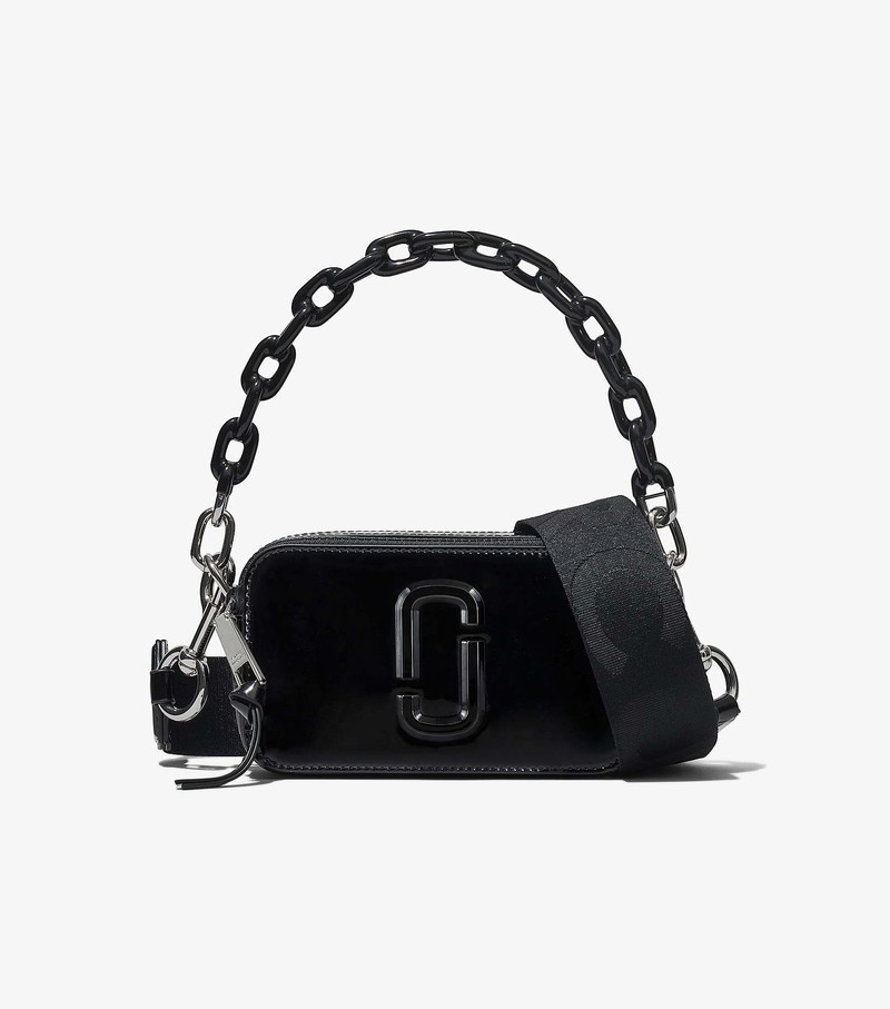 Women\'s Marc Jacobs Patent Leather Snapshot Crossbody Bags Black | UAE-864793