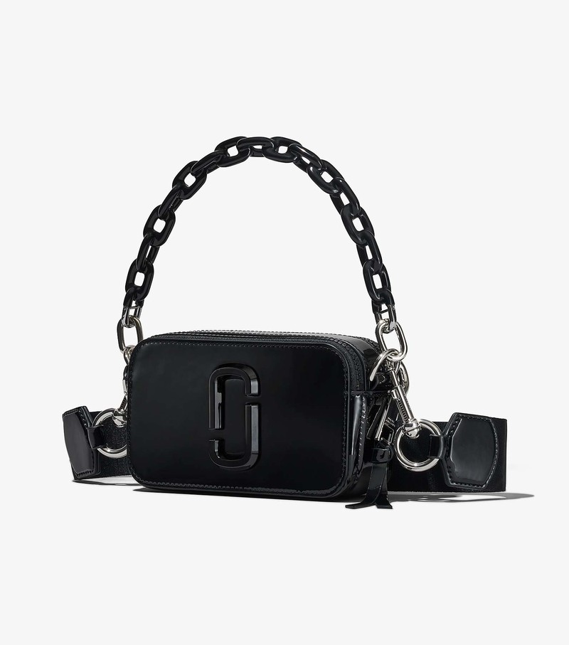 Women's Marc Jacobs Patent Leather Snapshot Mini Bags Black | UAE-975324