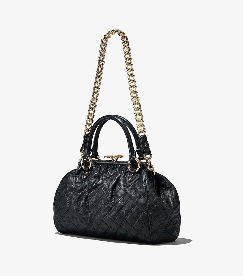 Women's Marc Jacobs Re-Edition Quilted Leather Stam Shoulder Bags Black | UAE-036145