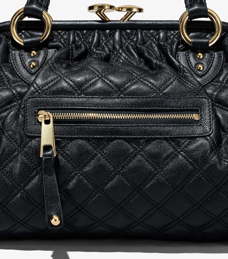 Women's Marc Jacobs Re-Edition Quilted Leather Stam Shoulder Bags Black | UAE-036145