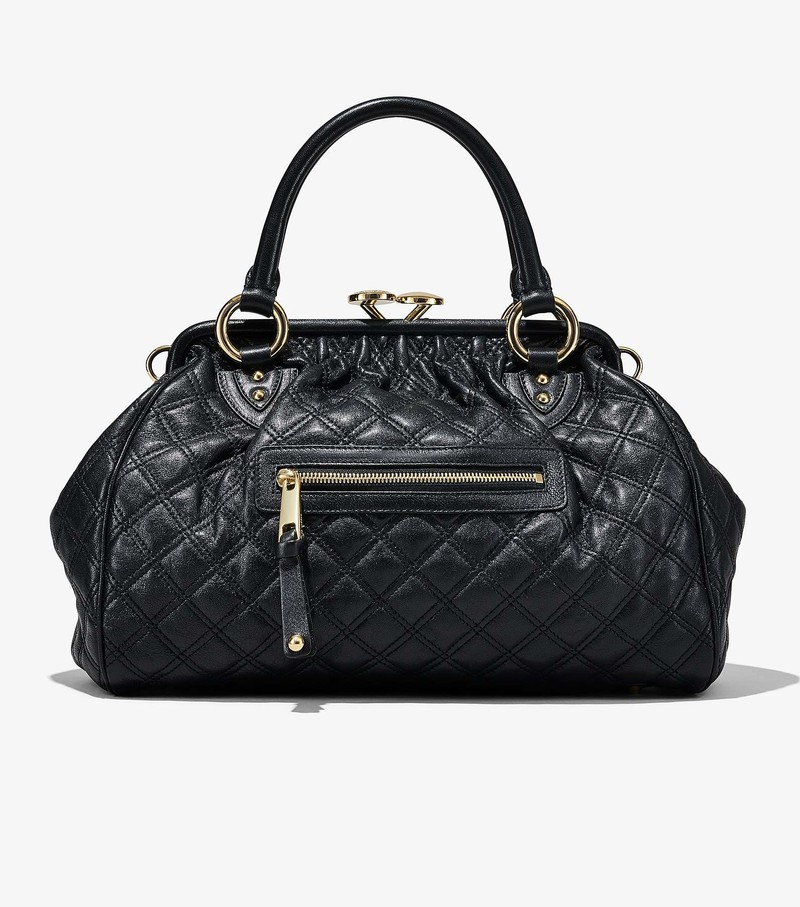 Women's Marc Jacobs Re-Edition Quilted Leather Stam Shoulder Bags Black | UAE-036145