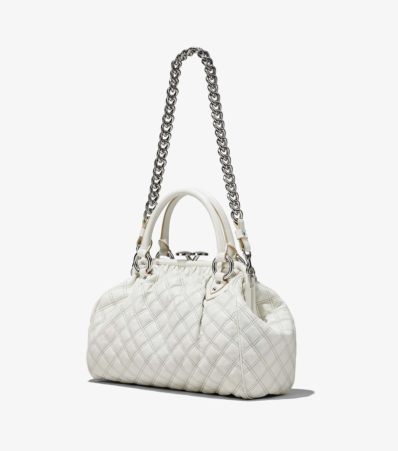 Women's Marc Jacobs Re-Edition Quilted Leather Stam Satchel Bags White | UAE-479635