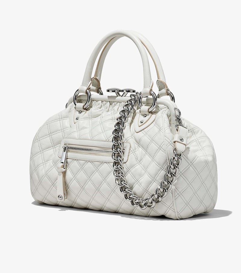 Women's Marc Jacobs Re-Edition Quilted Leather Stam Satchel Bags White | UAE-479635