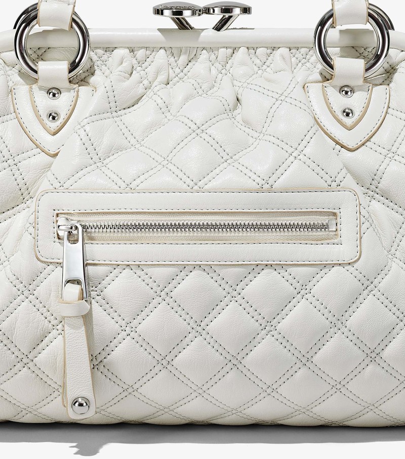 Women's Marc Jacobs Re-Edition Quilted Leather Stam Satchel Bags White | UAE-479635