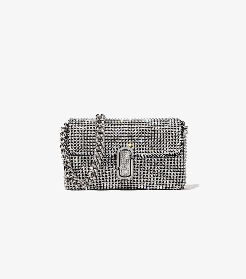 Women\'s Marc Jacobs Rhinestone J Marc Mini Shoulder Bags Grey | UAE-158237