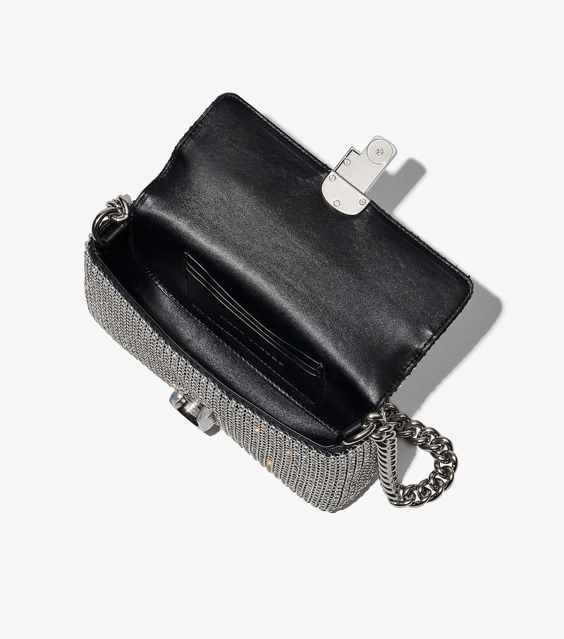 Women's Marc Jacobs Rhinestone J Marc Mini Bags Silver / Black | UAE-327018