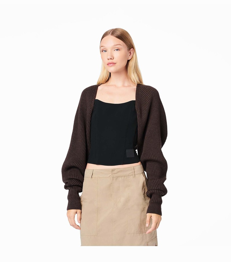 Women's Marc Jacobs Ribbed Bolero Cardigan Sweater Brown | UAE-836579