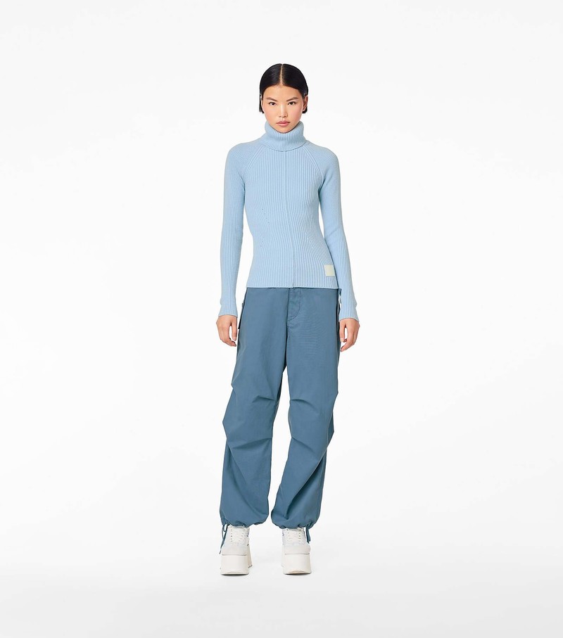 Women's Marc Jacobs Ribbed Turtleneck Sweater Blue | UAE-658413