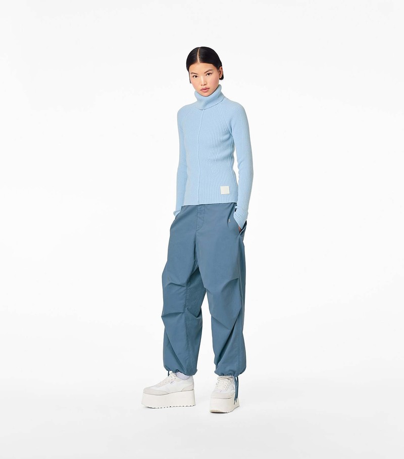 Women's Marc Jacobs Ribbed Turtleneck Sweater Blue | UAE-658413