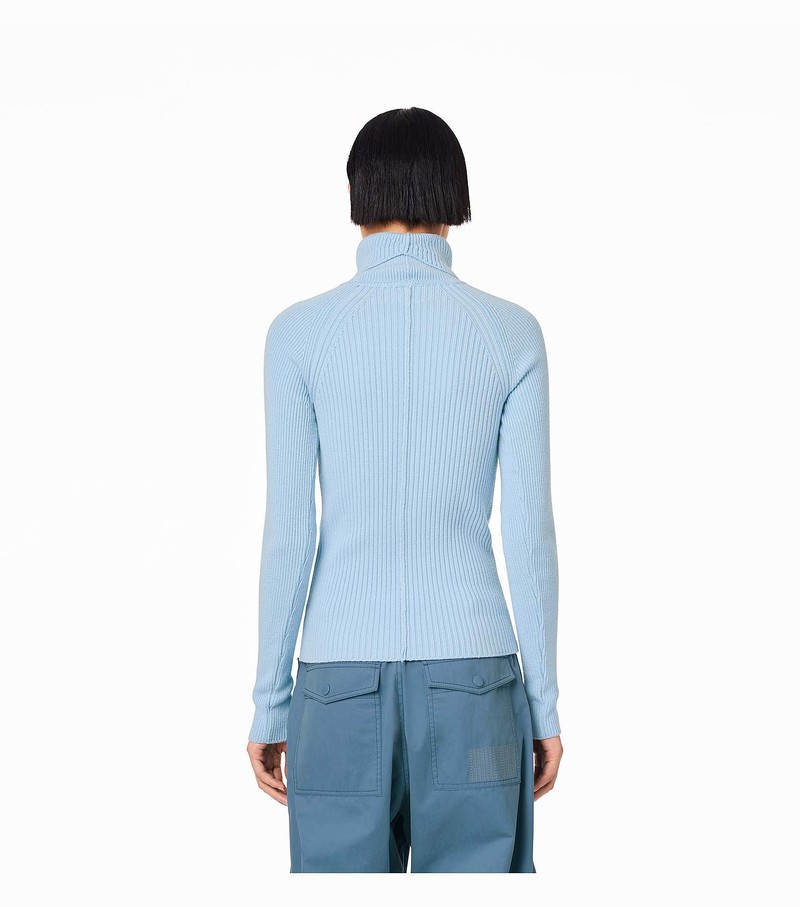 Women's Marc Jacobs Ribbed Turtleneck Sweater Blue | UAE-658413