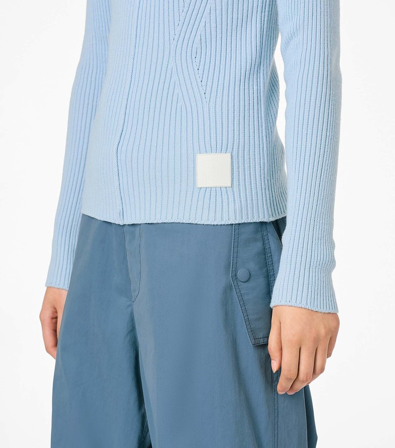 Women's Marc Jacobs Ribbed Turtleneck Sweater Blue | UAE-658413