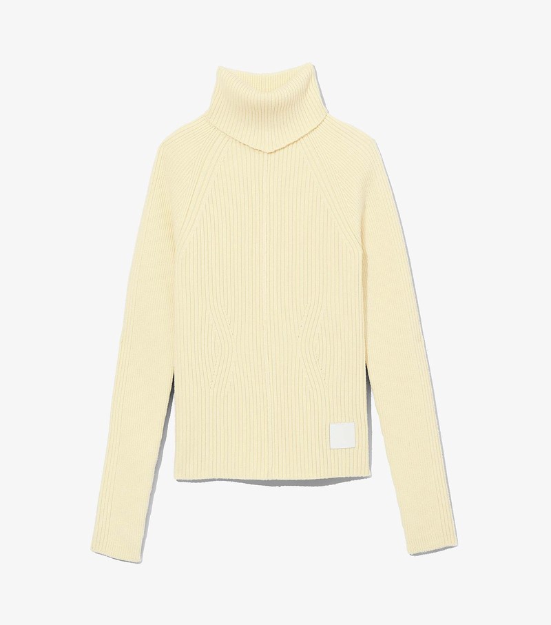 Women\'s Marc Jacobs Ribbed Turtleneck Sweater White | UAE-836402