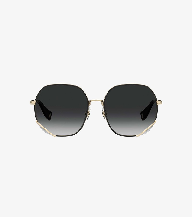 Women's Marc Jacobs Round Hexagon Metal Sunglasses Gold / Black | UAE-892765