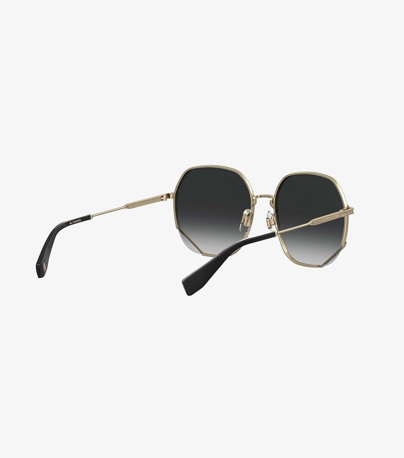 Women's Marc Jacobs Round Hexagon Metal Sunglasses Gold / Black | UAE-892765