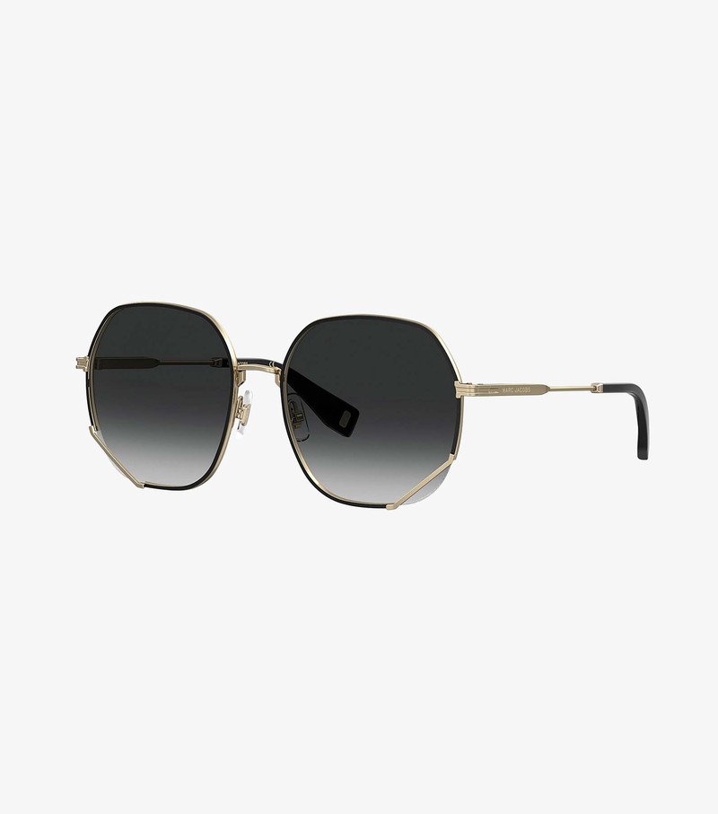 Women\'s Marc Jacobs Round Hexagon Metal Sunglasses Gold / Black | UAE-892765