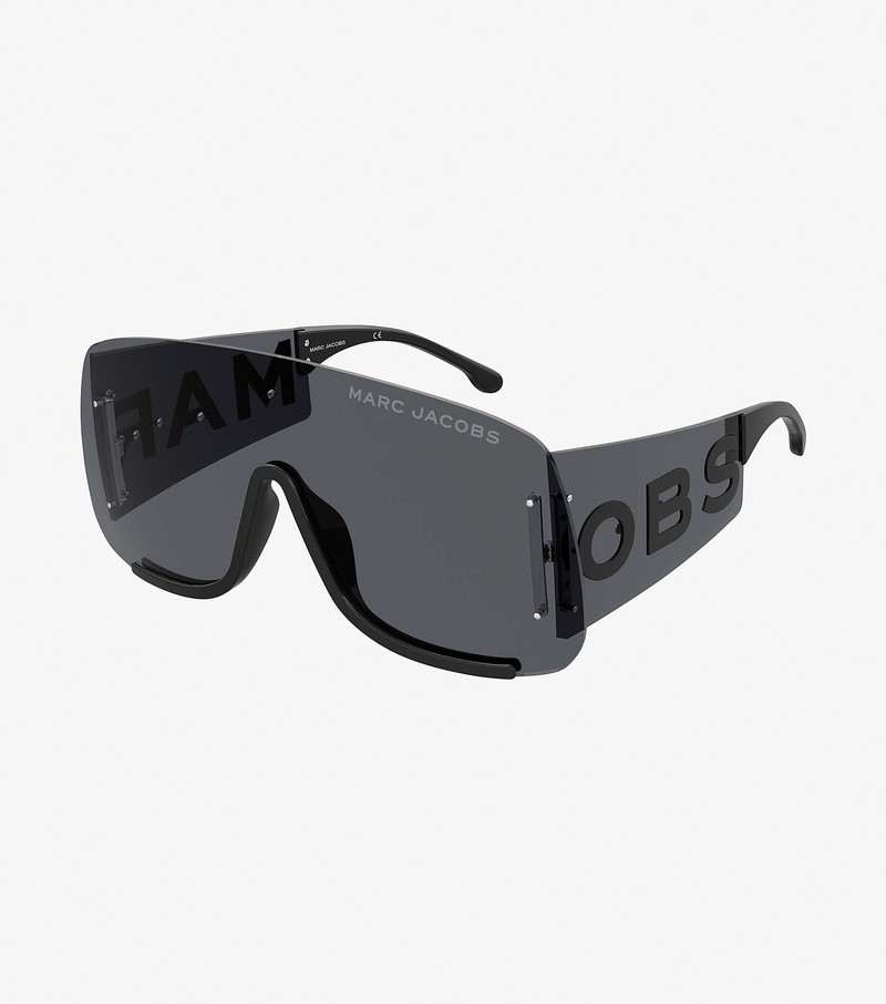 Women's Marc Jacobs Runway Monogram Shield Sunglasses Black | UAE-489325