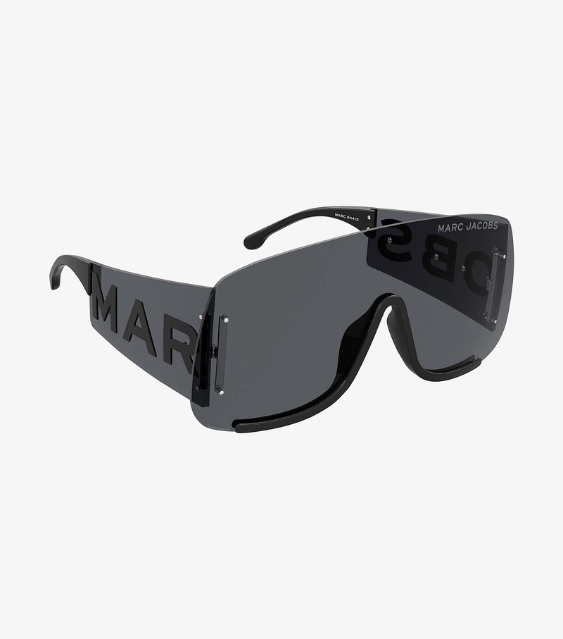 Women's Marc Jacobs Runway Monogram Shield Sunglasses Black | UAE-489325