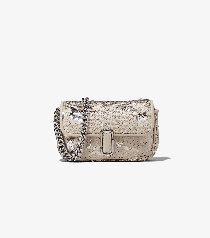 Women\'s Marc Jacobs Sequin J Marc Mini Bags Cream / Silver | UAE-094823