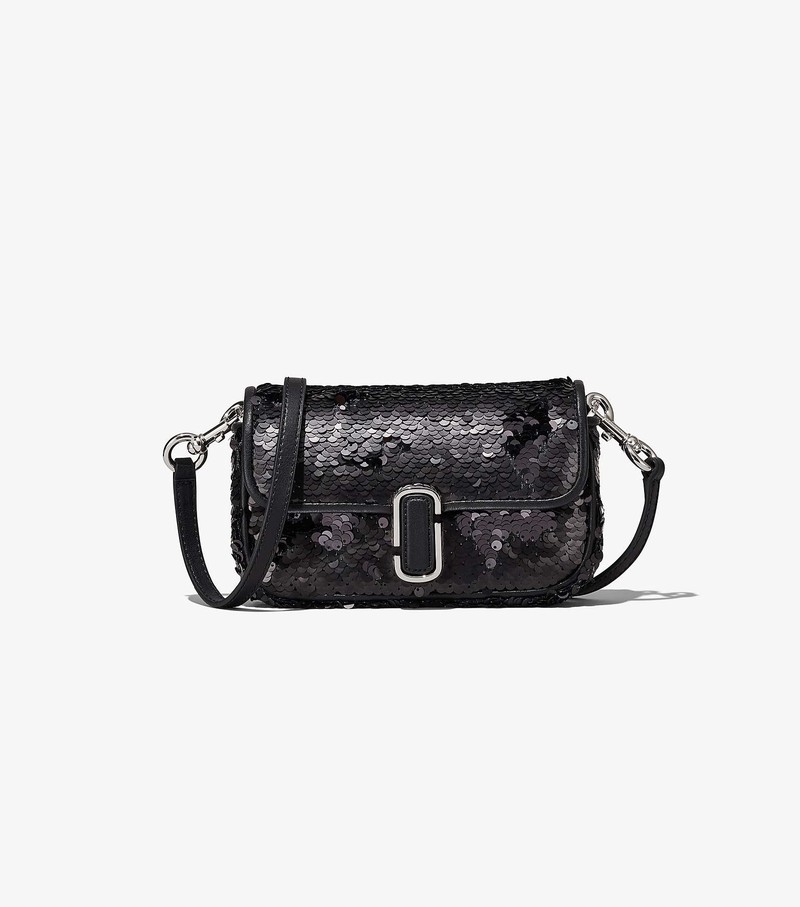 Women's Marc Jacobs Sequin J Marc Mini Crossbody Bags Black | UAE-031784