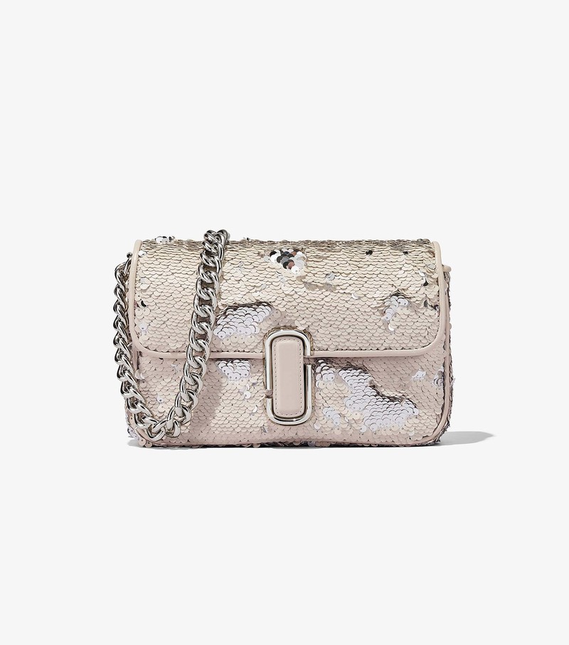 Women\'s Marc Jacobs Sequin J Marc Shoulder Bags Cream / Silver | UAE-195236