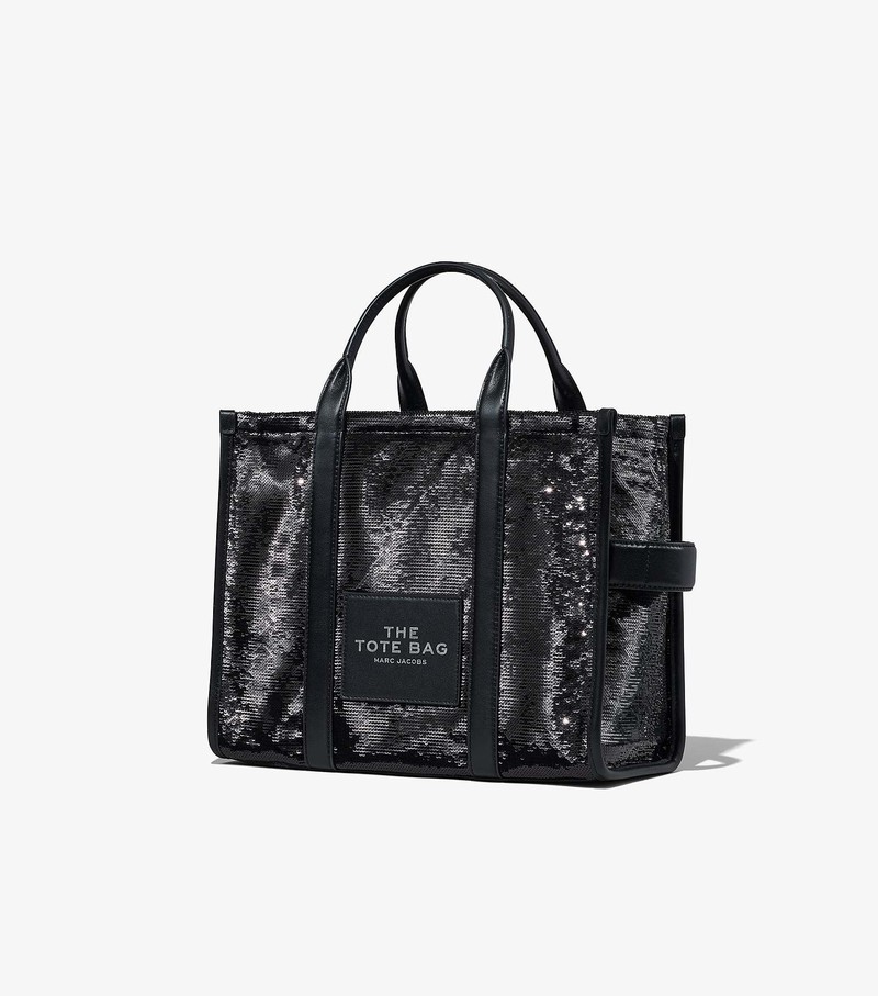 Women's Marc Jacobs Sequin Medium Tote Bags Black | UAE-408796