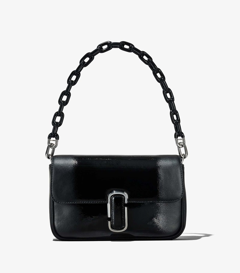 Women\'s Marc Jacobs Shadow Patent Leather J Marc Shoulder Bags Black | UAE-824753