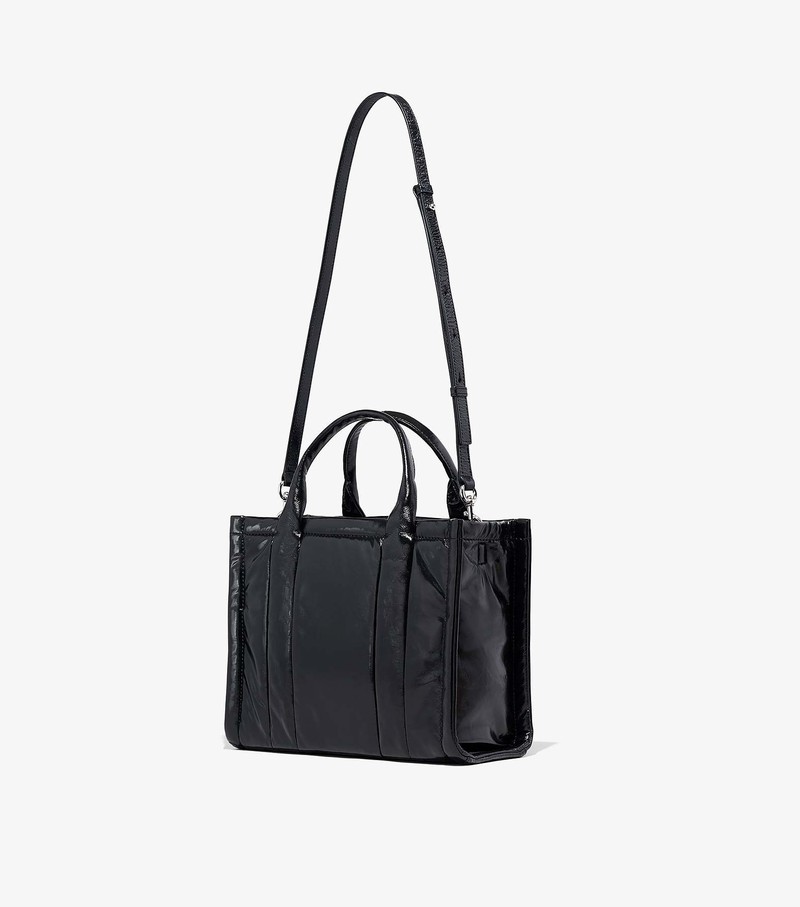 Women's Marc Jacobs Shiny Crinkle Medium Tote Bags Black | UAE-104352