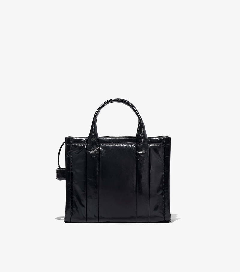 Women's Marc Jacobs Shiny Crinkle Medium Tote Bags Black | UAE-104352