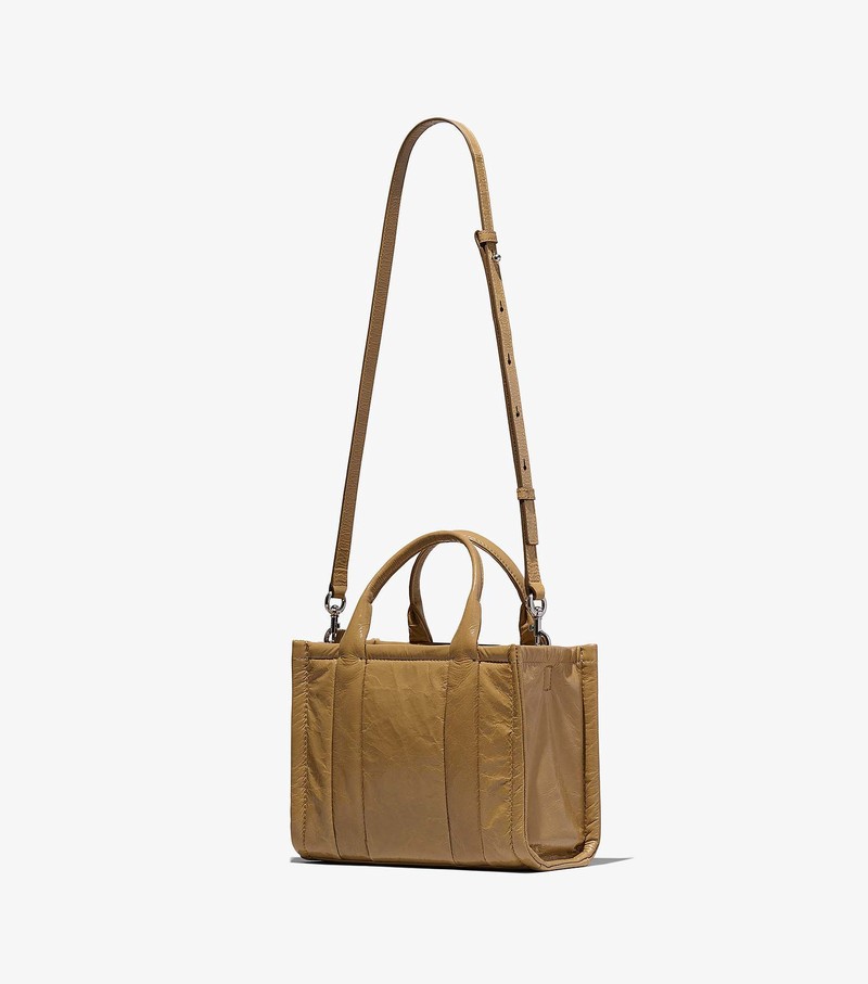 Women's Marc Jacobs Shiny Crinkle Mini Tote Bags Brown | UAE-571839